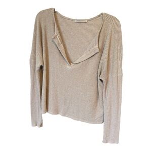 Urban Daizy Short LIghtweight Sweater Sz S? Beige Ribbed Oversized Cozy V-Neck…